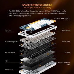 Machenike K600-B82W Gasket Wireless BT 75% Mechanical Keyboard Brown Switches (Boxed) — Buy in Cyprus with Fast Delivery