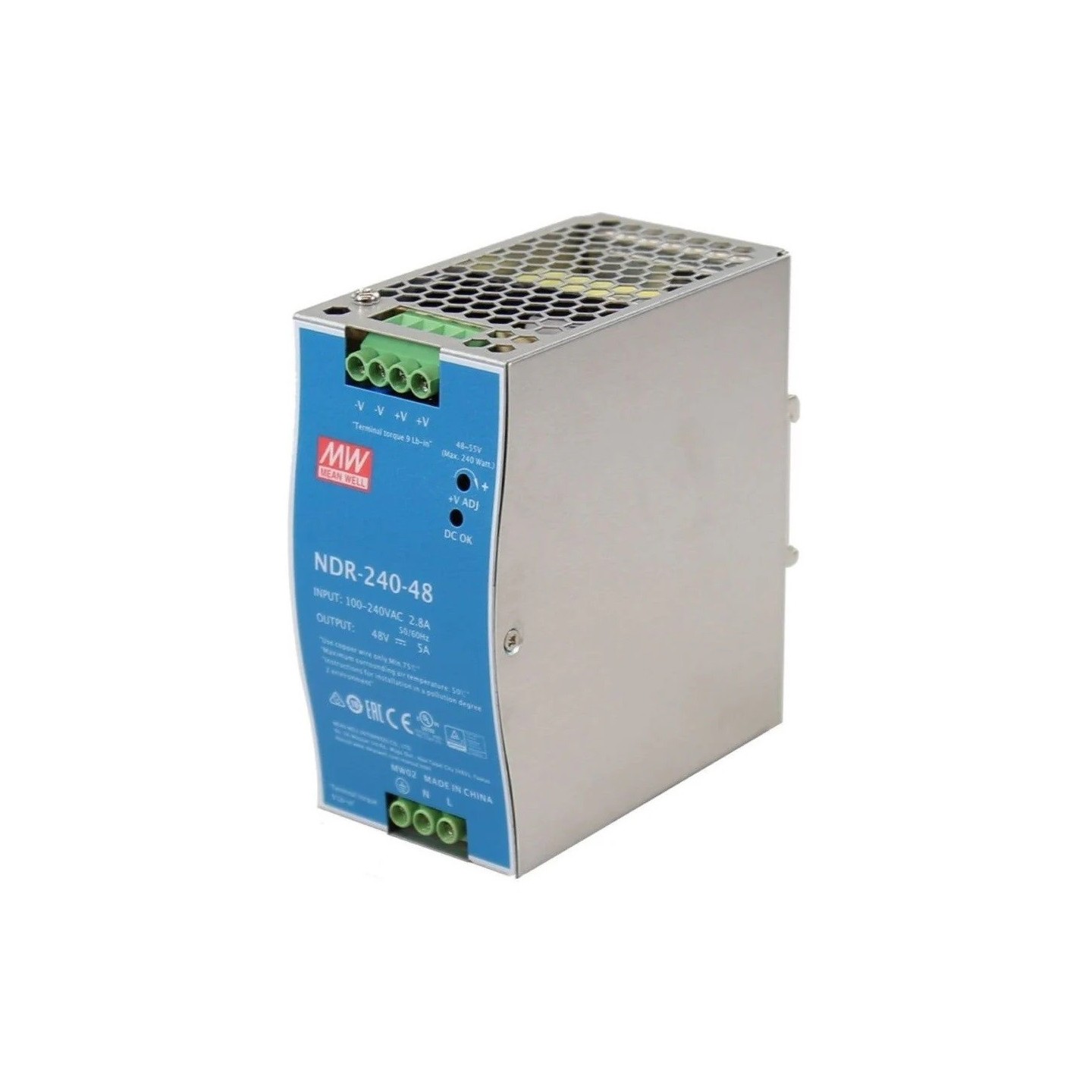 Meanwell Industrial DIN Rail PSU 48V 240W - NDR-240-48 - Industrial DIN Rail PSU 48V 240W — Buy in Cyprus with Fast Delivery