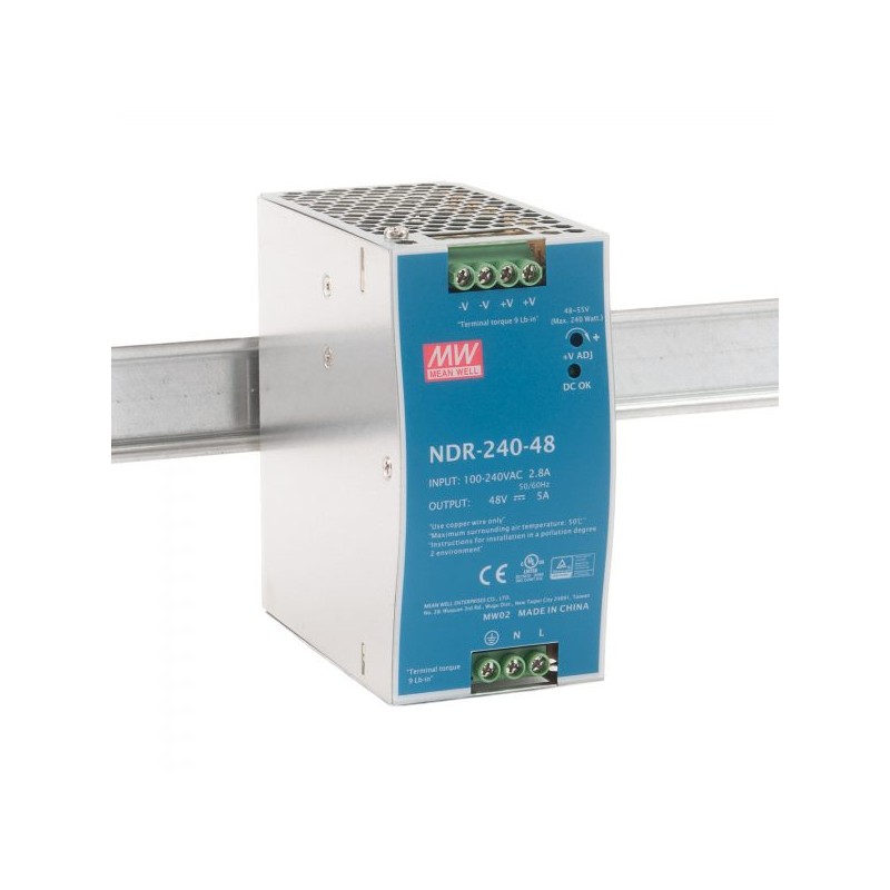 Buy Meanwell Industrial DIN Rail PSU 48V 240W - NDR-240-48 - Industrial DIN Rail... in Cyprus, Nicosia, Limassol, Larnaka, Pafos
