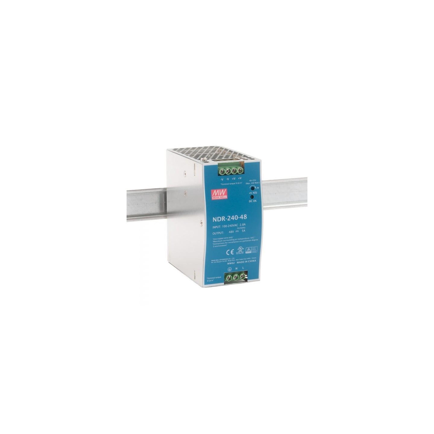 Meanwell Industrial DIN Rail PSU 48V 240W - NDR-240-48 - Industrial DIN Rail PSU 48V 240W — Buy in Cyprus with Fast Delivery