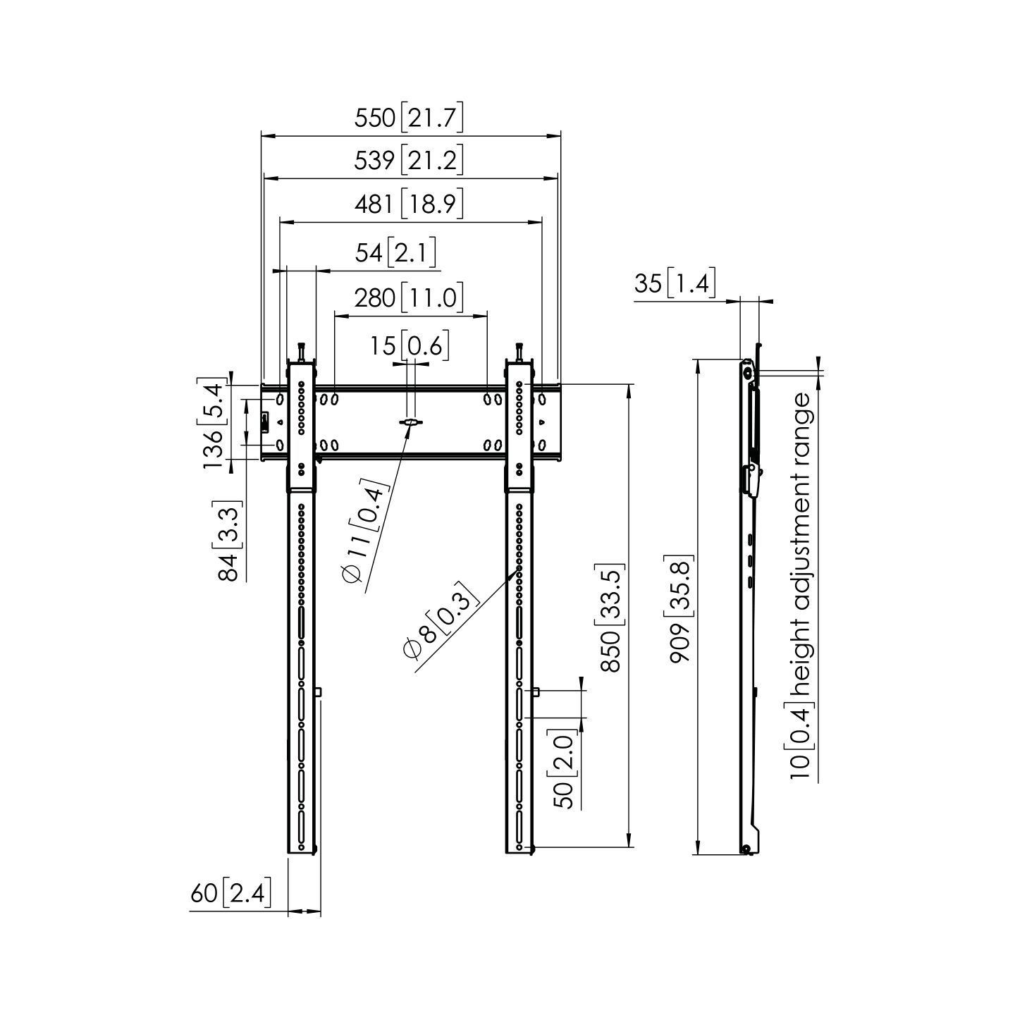 Vogels Professional Portrait Mount 80x40 up to 100kg - PFW6815 - Professional Portrait Mount 80x40 up to 100kg