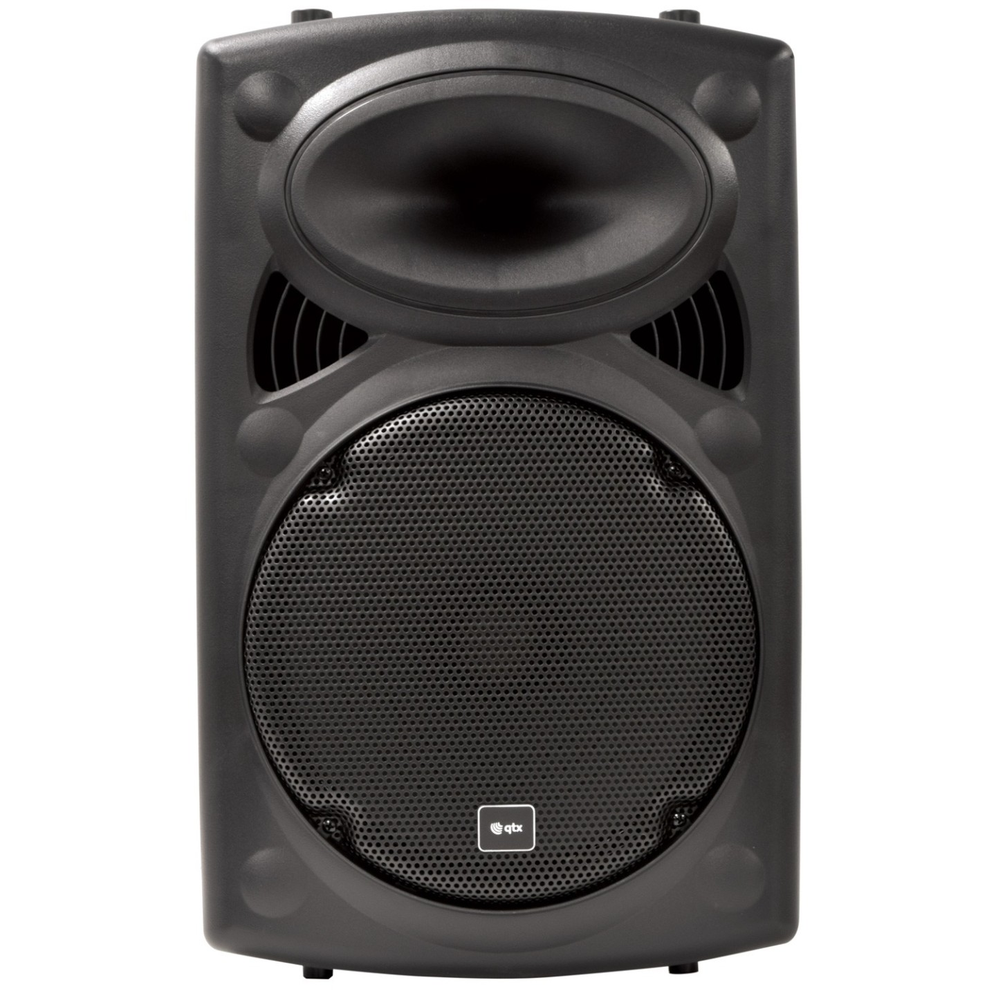 QTX QR12PA 12'' Professional Portable Karaoke & PA Speaker with 2x Wireless Microphones, Bluetooth USB & FM 178.847UK