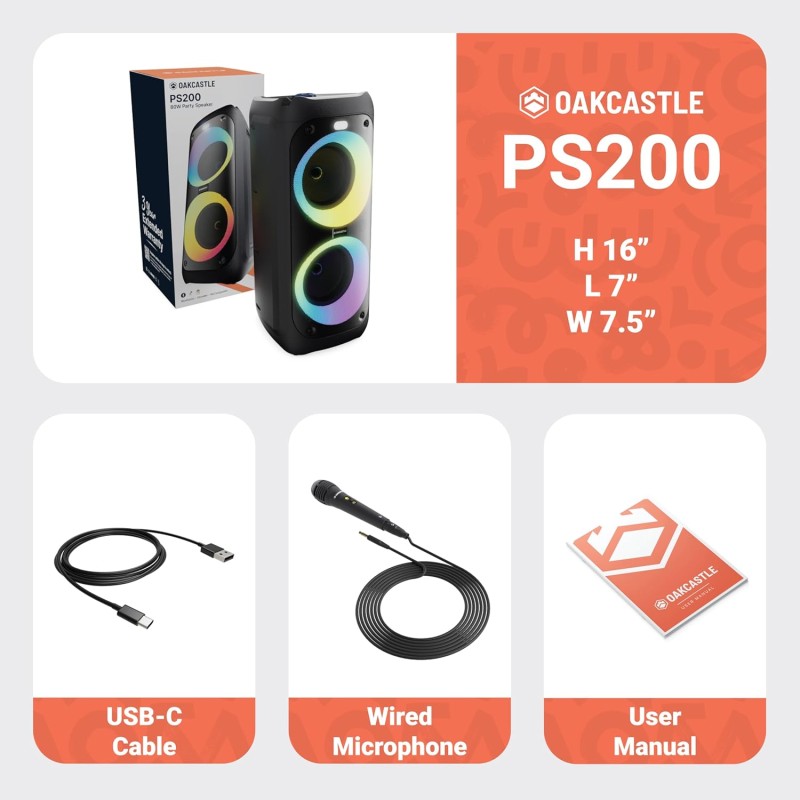 Buy Majority Oakcastle Portable Karaoke Speaker 80W BT USB - PS200 - Oakcastle P... in Cyprus, Nicosia, Limassol, Larnaka, Pafos