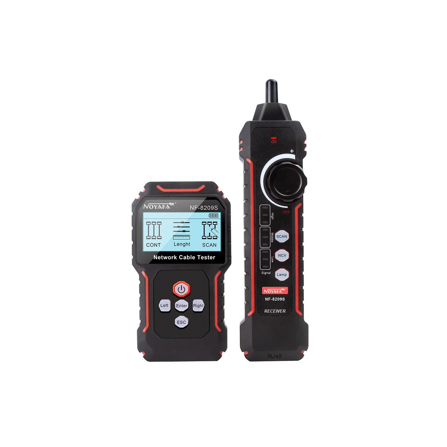 Noyafa Network Tester & Tracker - NF-8209S - with PoE, Cable Length, Port Flashing, NCV & Rechargeable Battery