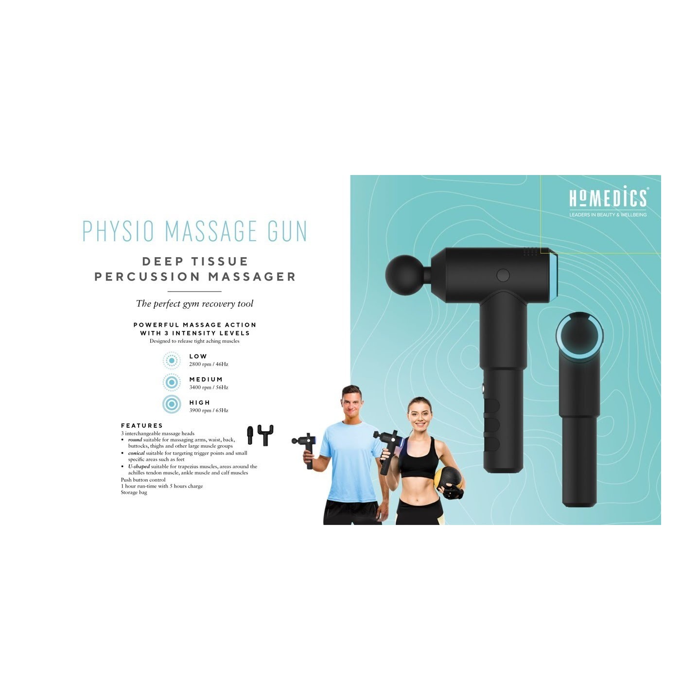 HoMedics Massage Gun - PGM200 - Physio Massage Gun — Buy in Cyprus with Fast Delivery