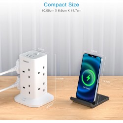 Buy Tessan 8-Gang Extension 2 USB-A USB C 2m 13A - TPS03-UK-C - 8-Gang Extension... in Cyprus, Nicosia, Limassol, Larnaka, Pafos