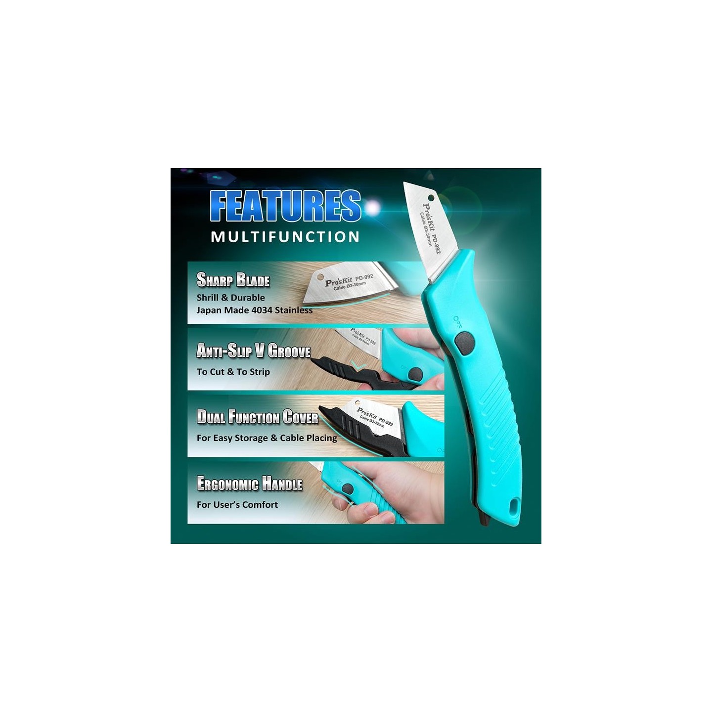 Proskit Knife - PD-992 - Knife for Electricians — Buy in Cyprus with Fast Delivery