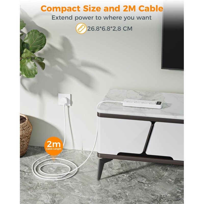 Buy Tessan 4-Gang Extension - TS-B204 - 4-Gang Extension 3 USB-A 2m 13A in Cyprus, Nicosia, Limassol, Larnaka, Pafos