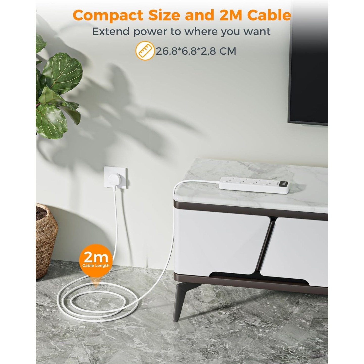 Tessan 4-Gang Extension - TS-B204 - 4-Gang Extension 3 USB-A 2m 13A — Buy in Cyprus with Fast Delivery