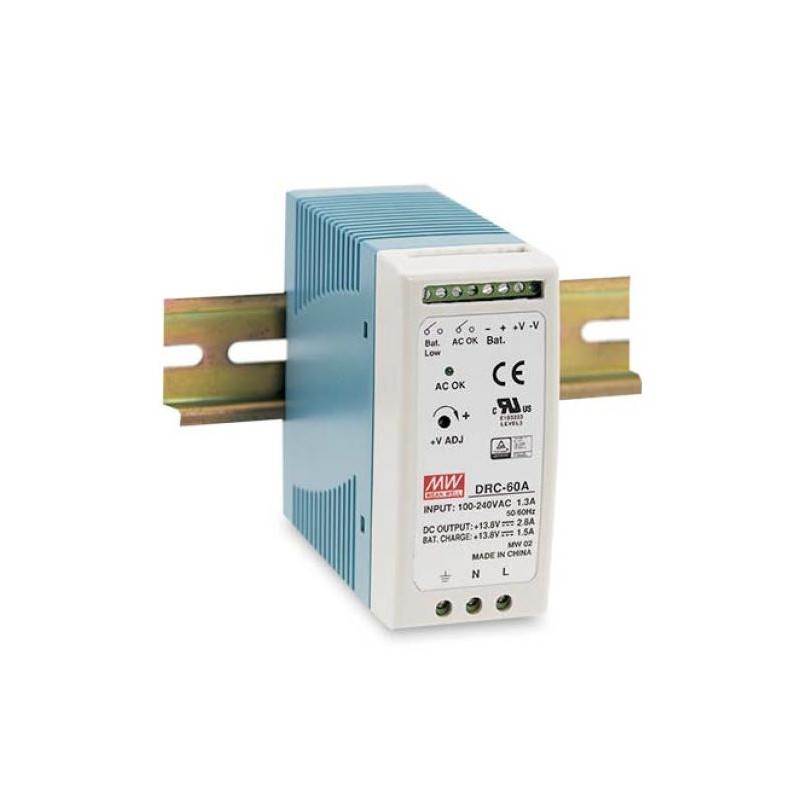 Buy Meanwell DIN Rail Power Supply with UPS Function - DRC-60A - 12V 60W in Cyprus, Nicosia, Limassol, Larnaka, Pafos