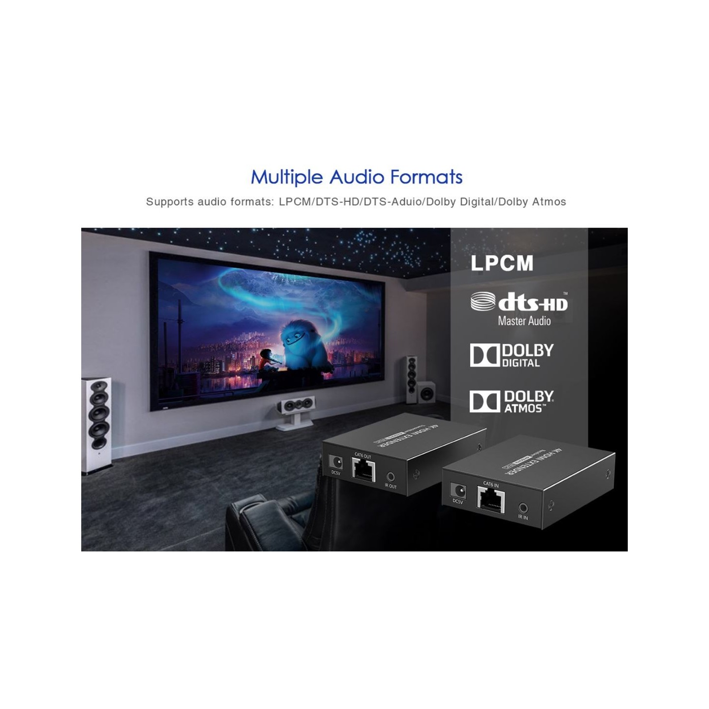 Lenkeng HDMI Extender over Ethernet 50m 4K POC IR Loop - HDMI Extender over Ethernet 50m 4K POC IR Loop