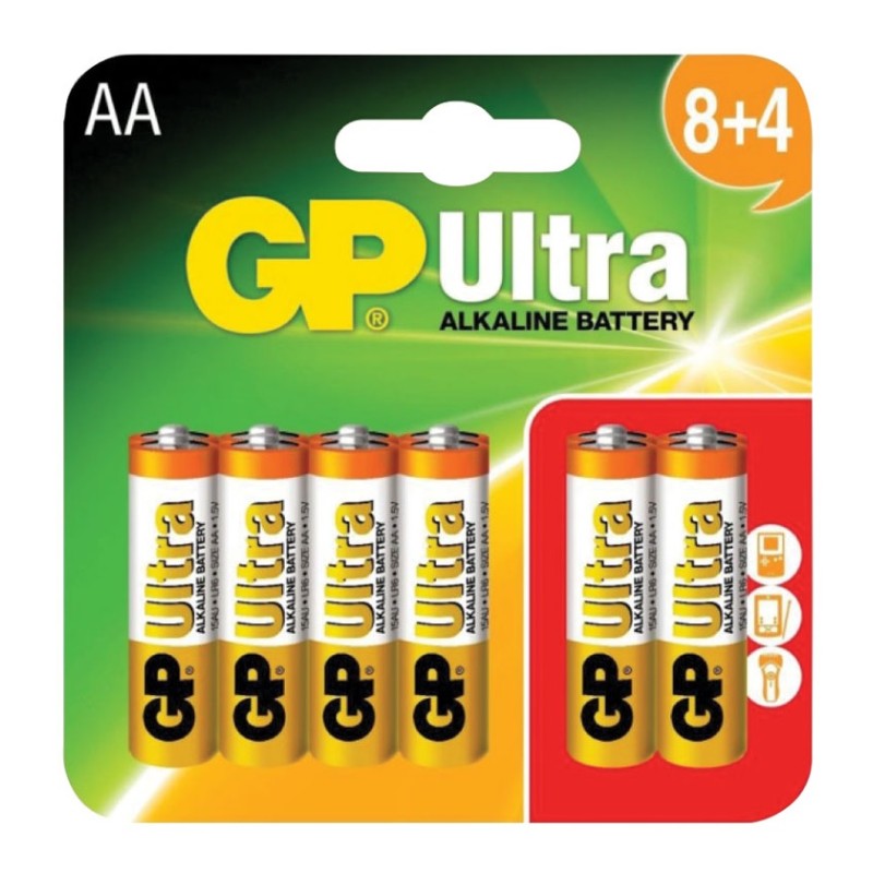 Buy GP Ultra Alkaline Batteries - 656.012UK - AA 8+4 in Cyprus, Nicosia, Limassol, Larnaka, Pafos