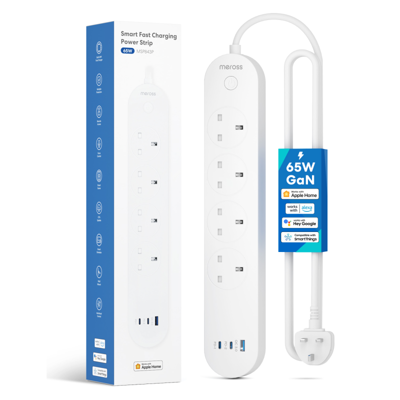 Buy Meross Smart WiFi Powerstrip 4x AC sockets 1xUSB-A 2xUSB-C 65W 1.8m - MSP843... in Cyprus, Nicosia, Limassol, Larnaka, Pafos