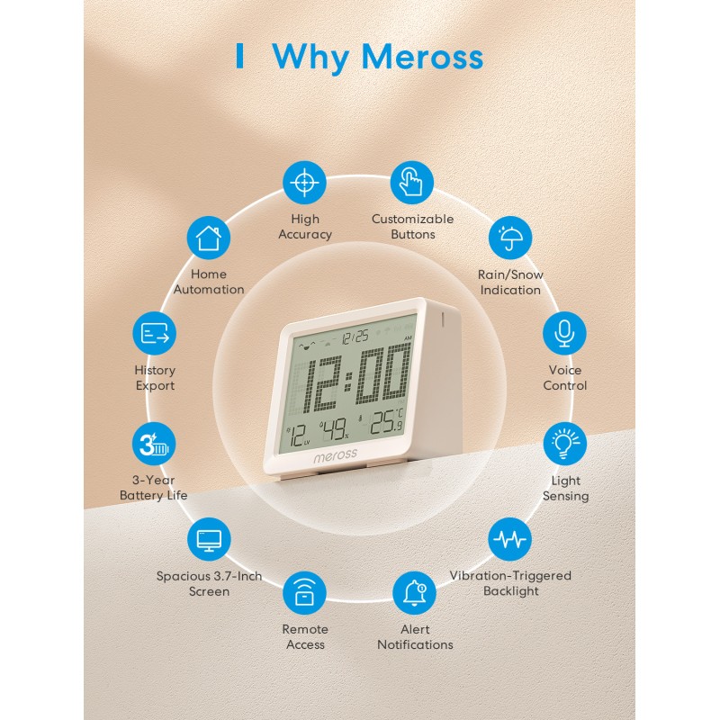 Buy Meross HomeKit Smart Temperature & Humidity Sensor - MS130MA-EU - (Matter) in Cyprus, Nicosia, Limassol, Larnaka, Pafos