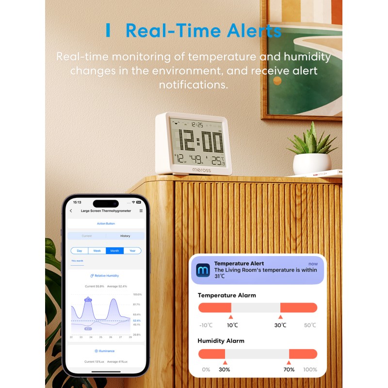 Buy Meross HomeKit Smart Temperature & Humidity Sensor - MS130MA-EU - (Matter) in Cyprus, Nicosia, Limassol, Larnaka, Pafos