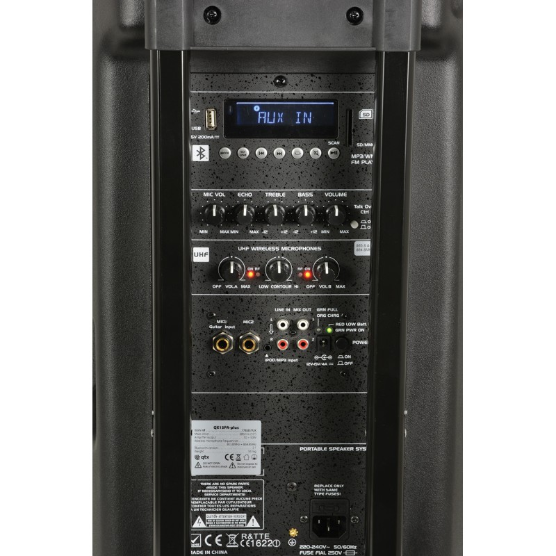 Buy QTX Portable PA - QX15PA-Plus - Portable PA 15'' BT USB UHF Mic 178.857UK in Cyprus, Nicosia, Limassol, Larnaka, Pafos
