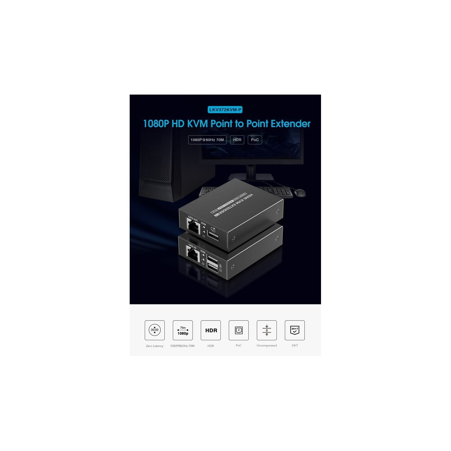 Lenkeng KVM HDMI Extender over Ethernet - LKV372KVM-P - 4K30Hz 70m — Buy in Cyprus with Fast Delivery