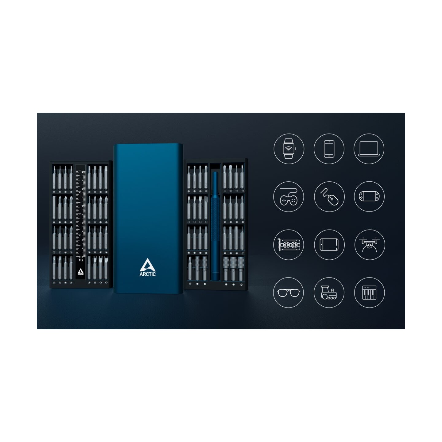 Arctic Precision Screwdriver Toolkit - Magnetic Bit Holder - 62 interchangeable magnetic bits