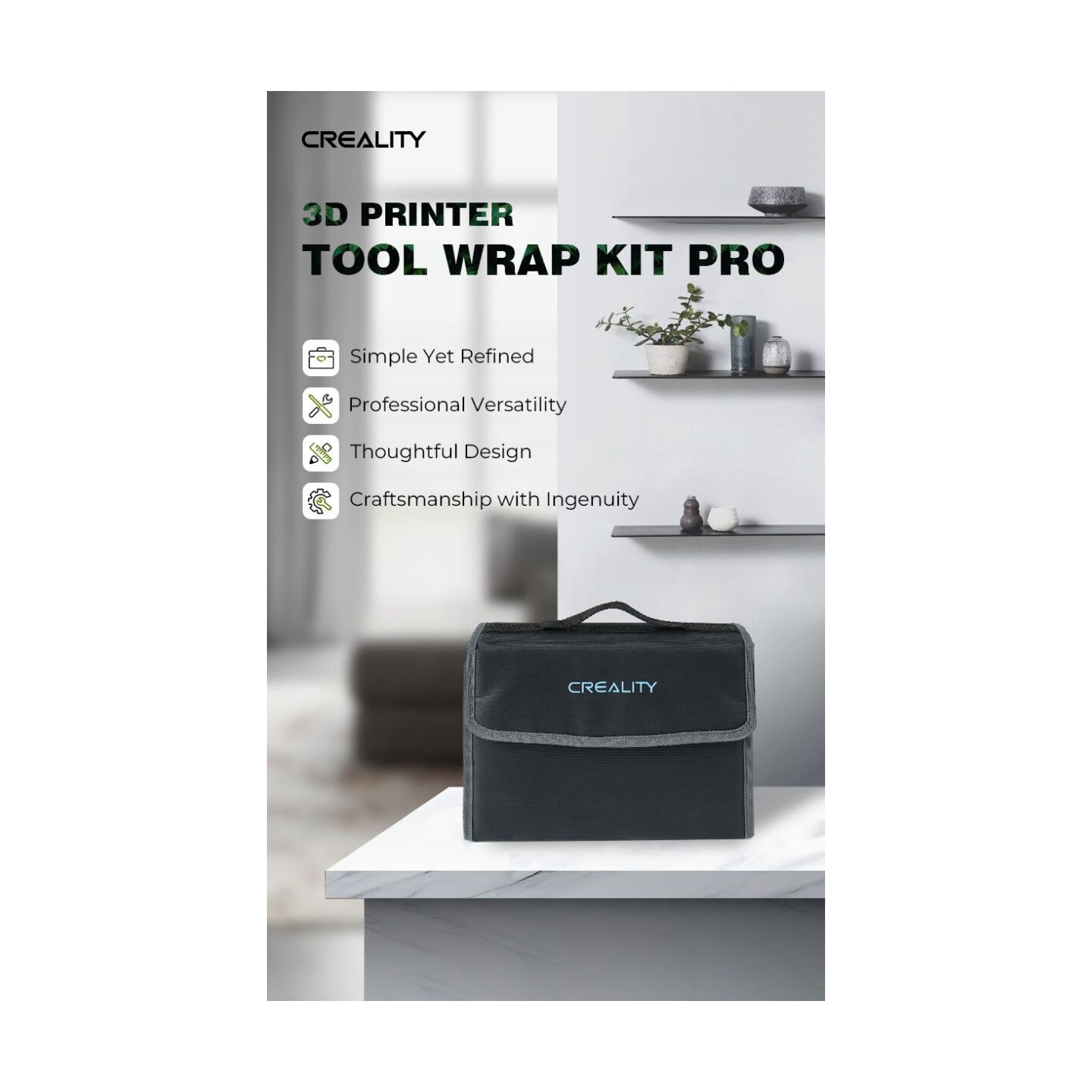 Creality 3D Printer Tool Wrap Kit Pro - 34 pieces of bits for screwdrivers and post-processing tools