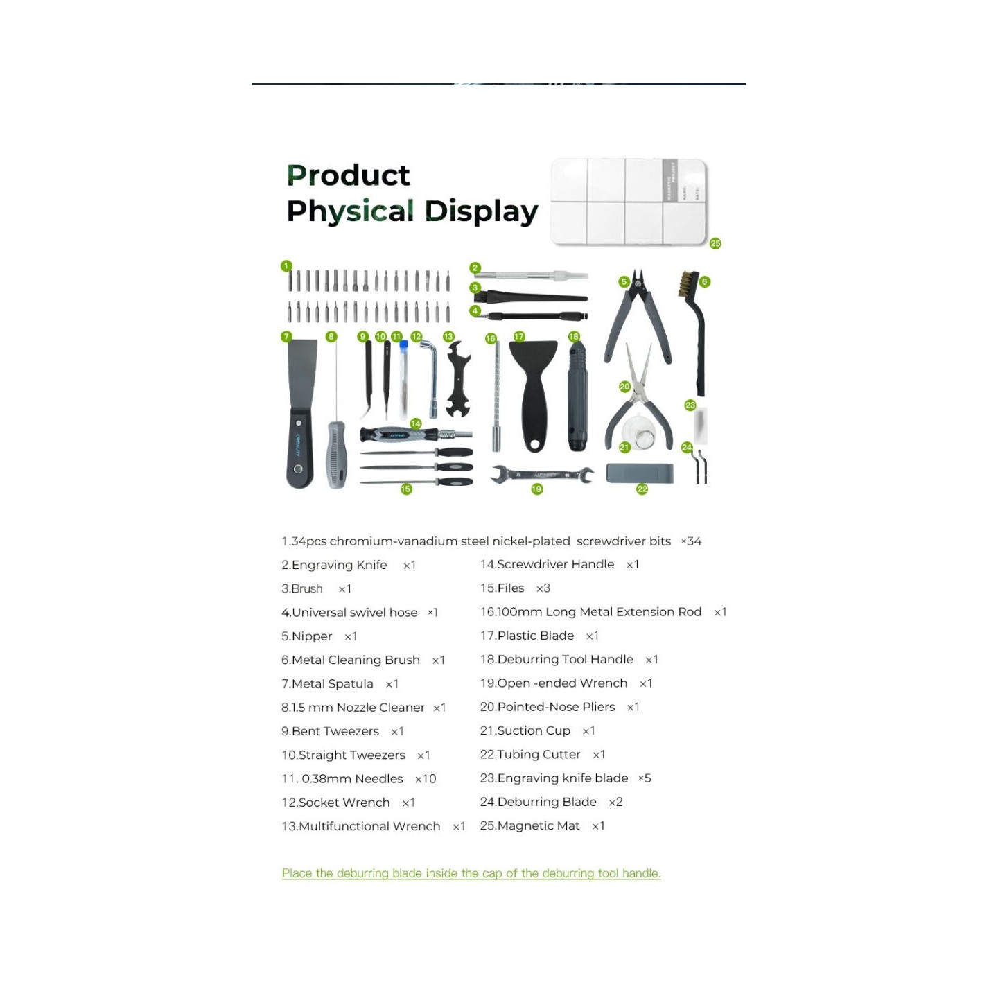 Creality 3D Printer Tool Wrap Kit Pro - 34 pieces of bits for screwdrivers and post-processing tools