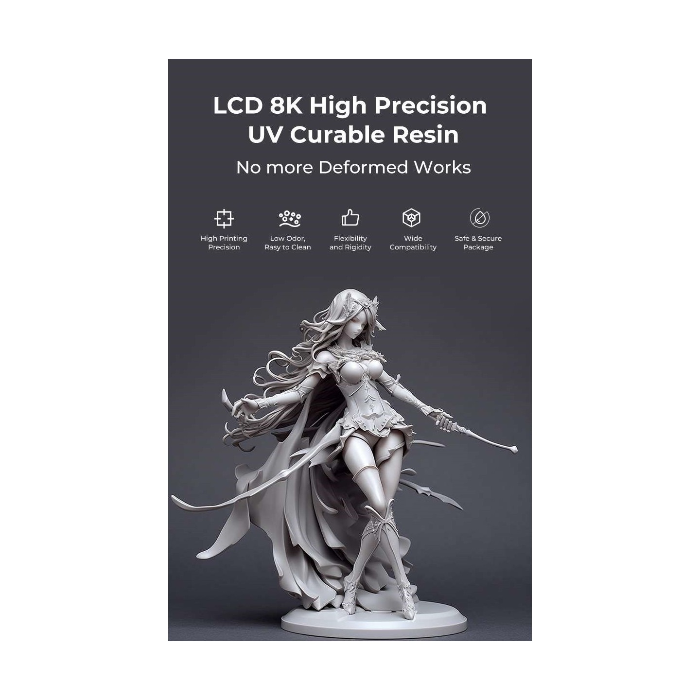 Creality LCD 8K High Precision UV Curable Resin - 3302190003 - Gray — Buy in Cyprus with Fast Delivery