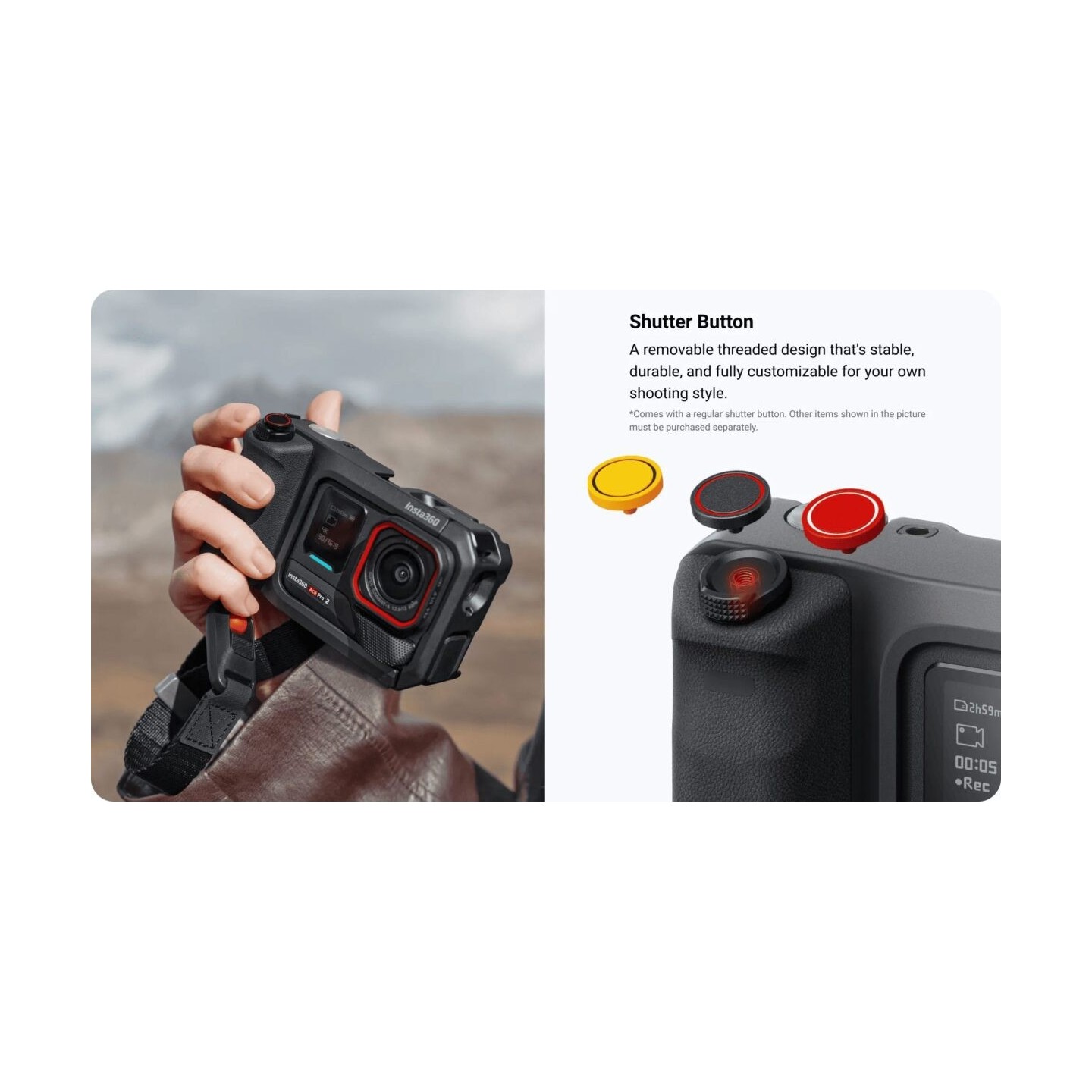 Insta360 Xplorer Grip Pro Kit - Ace Pro 2 - Built-in 2010 mAh battery, mode switching, exposure control