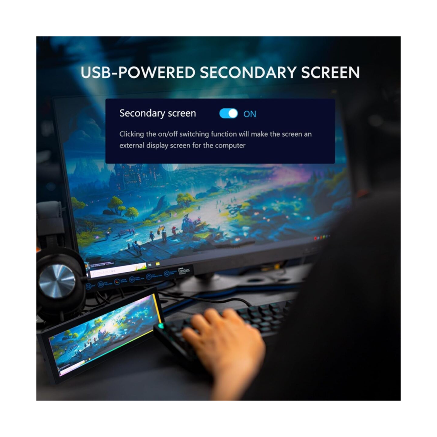 Lian Li 8.8' Universal Screen Black - For Any PC - ARGB Frame - Display Panel - LCD Mini Monitor