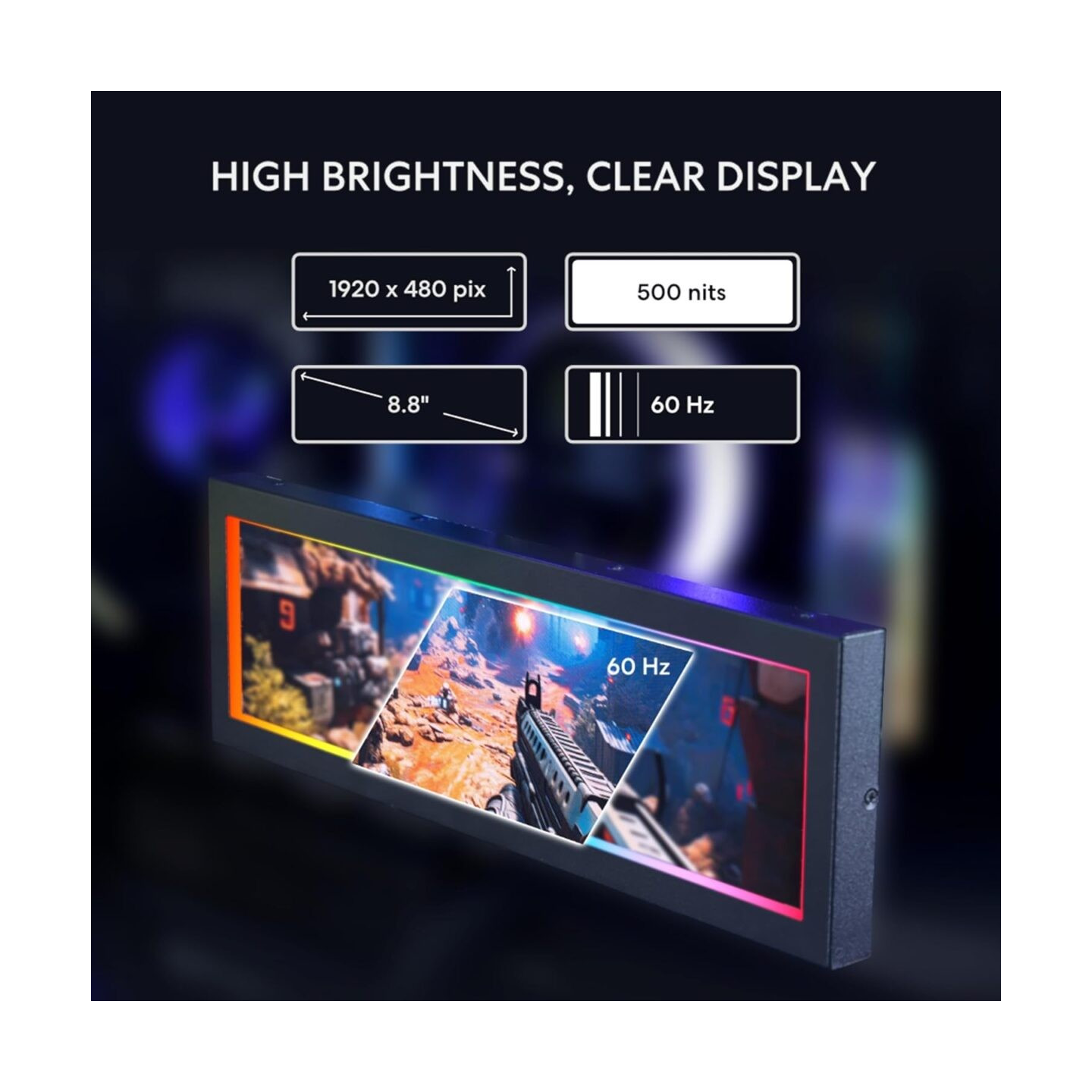 Lian Li 8.8' Universal Screen Black - For Any PC - ARGB Frame - Display Panel - LCD Mini Monitor
