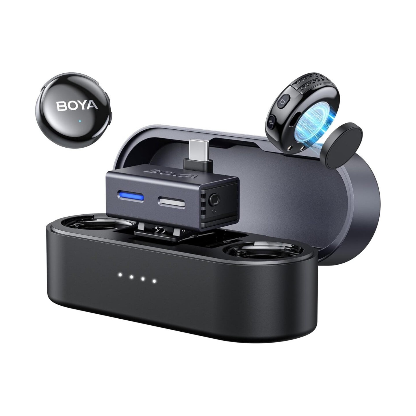 BOYALINK Wireless Microphone - BOYALINK 3 - Type-C & 3.5mm AI-Powered Button Wireless Microphone 2 TX + 1 RX + charging Case