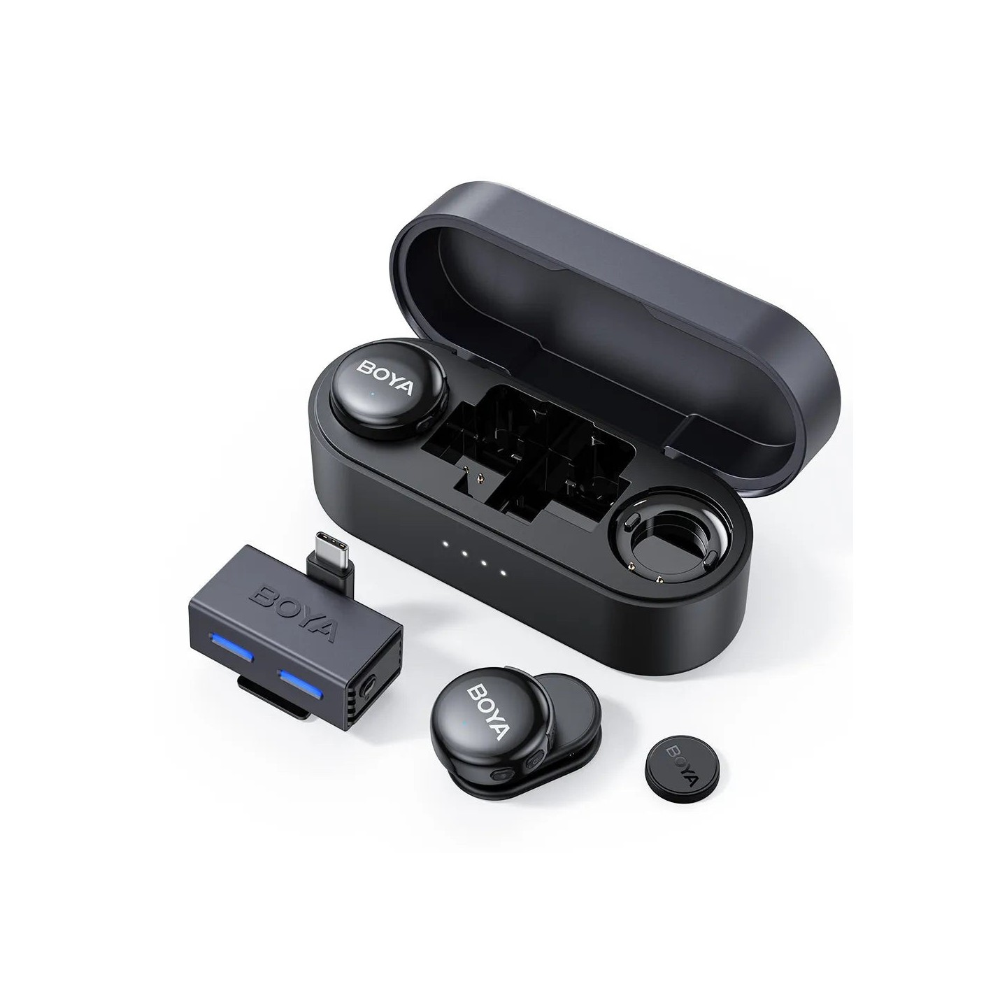 BOYALINK Wireless Microphone - BOYALINK 3 - Type-C & 3.5mm AI-Powered Button Wireless Microphone 2 TX + 1 RX + charging Case