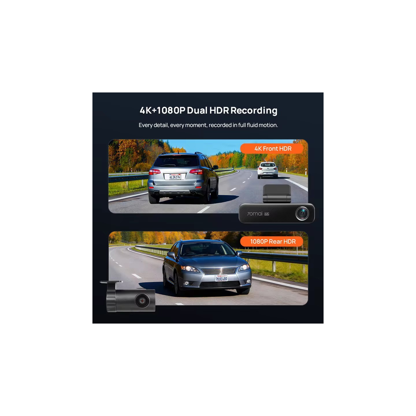 70mai Dash Cam set & Rear Cam - M800-2 - 4K Dash Cam set & Rear Cam. 3840x2160 GPS & Hi Temperature Battery