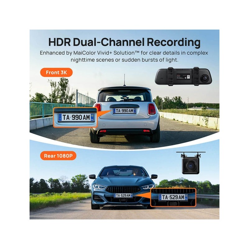 Buy 70mai Rearview Mirror Dash Cam - S500 - set 1944p 138fov Car Camera in Cyprus, Nicosia, Limassol, Larnaka, Pafos