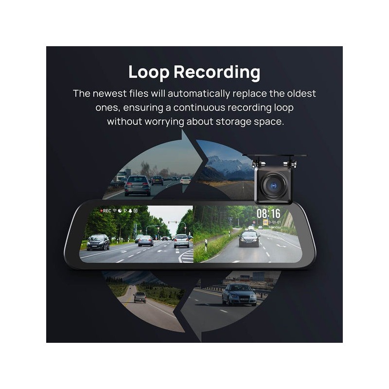 Buy 70mai Rearview Mirror Dash Cam - S500 - set 1944p 138fov Car Camera in Cyprus, Nicosia, Limassol, Larnaka, Pafos