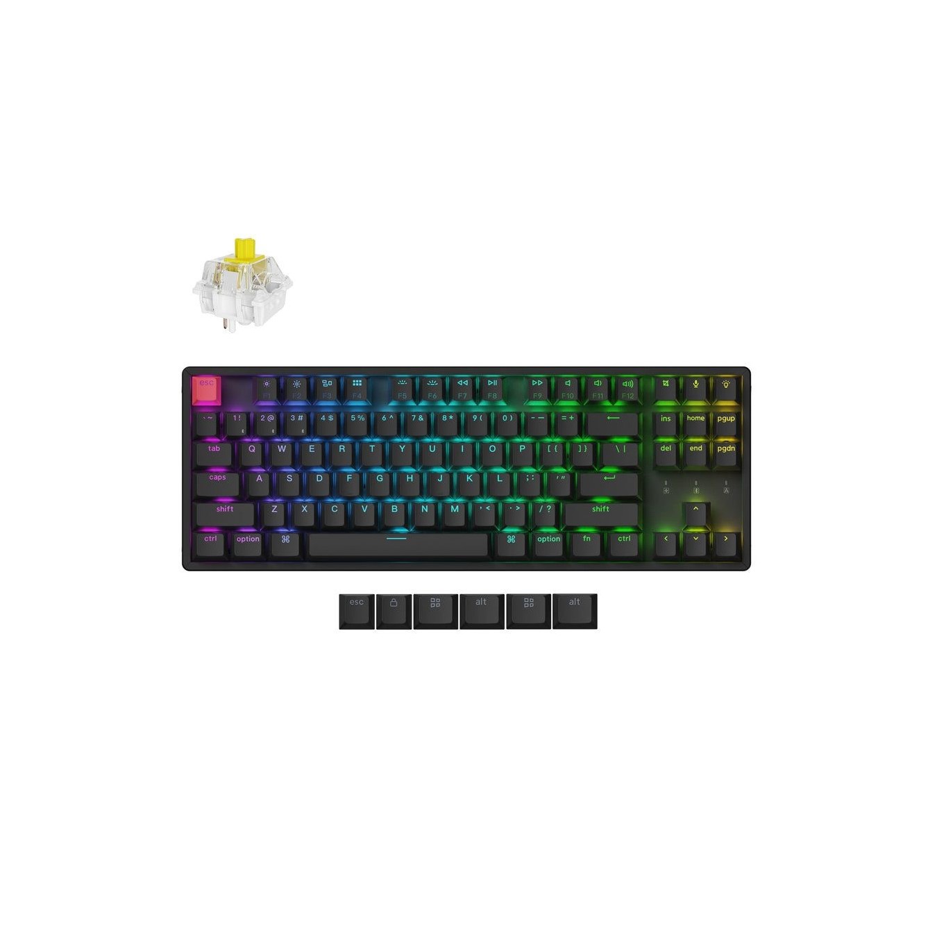 Keychron K8 V2 - K8X-J4 - QMK Wireless Mechanical Keyboard Banana Switch HotSwap RGB 80% US Layout Aluminum