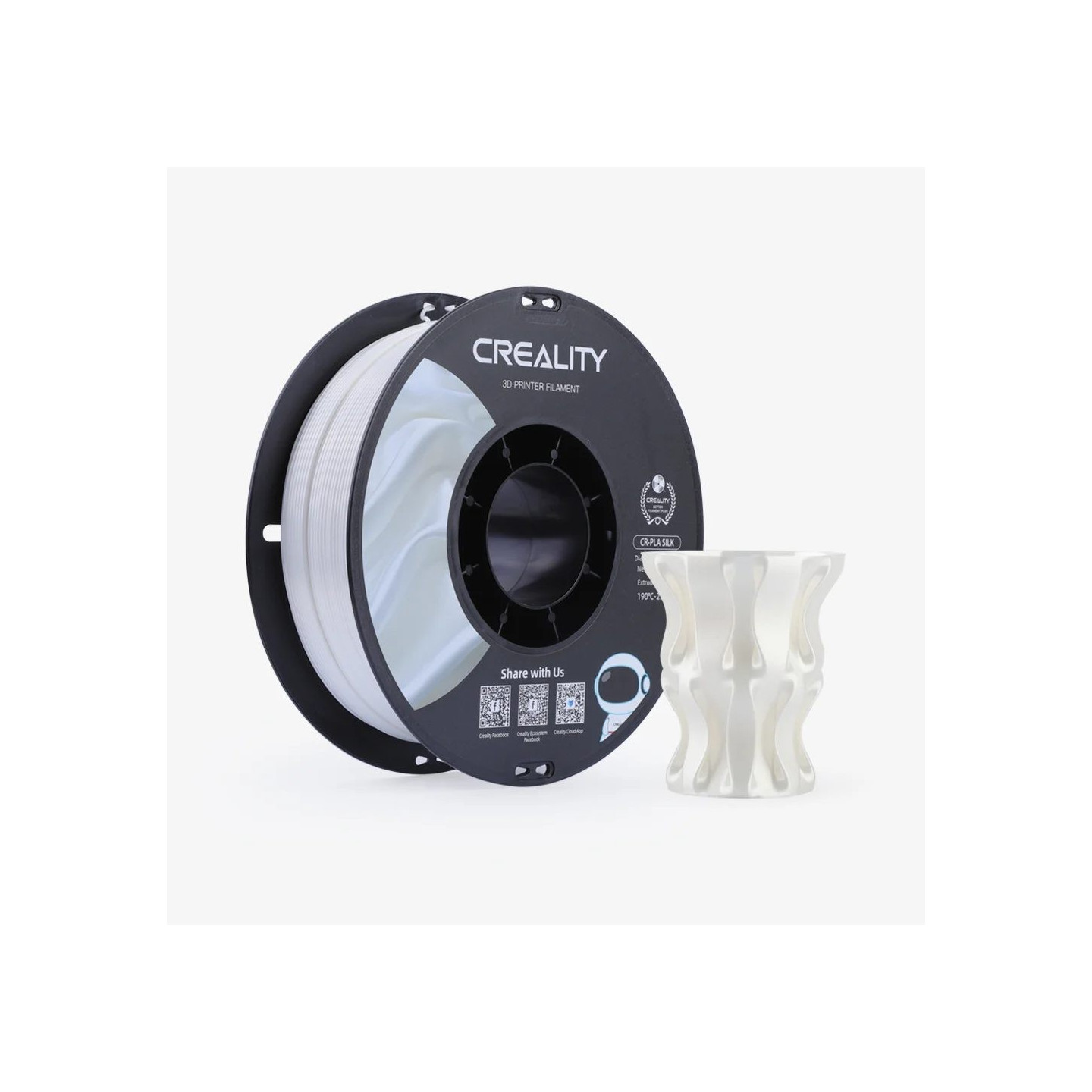 CREALITY CR-PLA Silk White - 3301120004 - 3D Printer Filament Glossy, 1 kg Spool, 1.75 mm — Buy in Cyprus with Fast Delivery