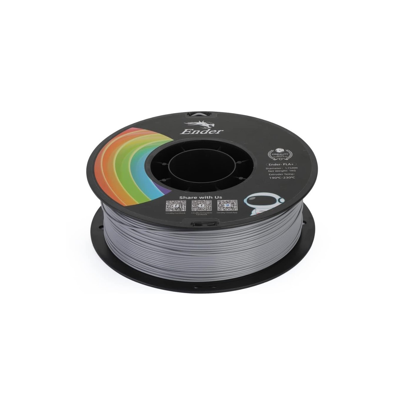 Creality EN-PLA+ Gray Ender 3D Printer Filament - 3301010308 - Strength 34MPA Bend 77MPa 1 kg 1.75