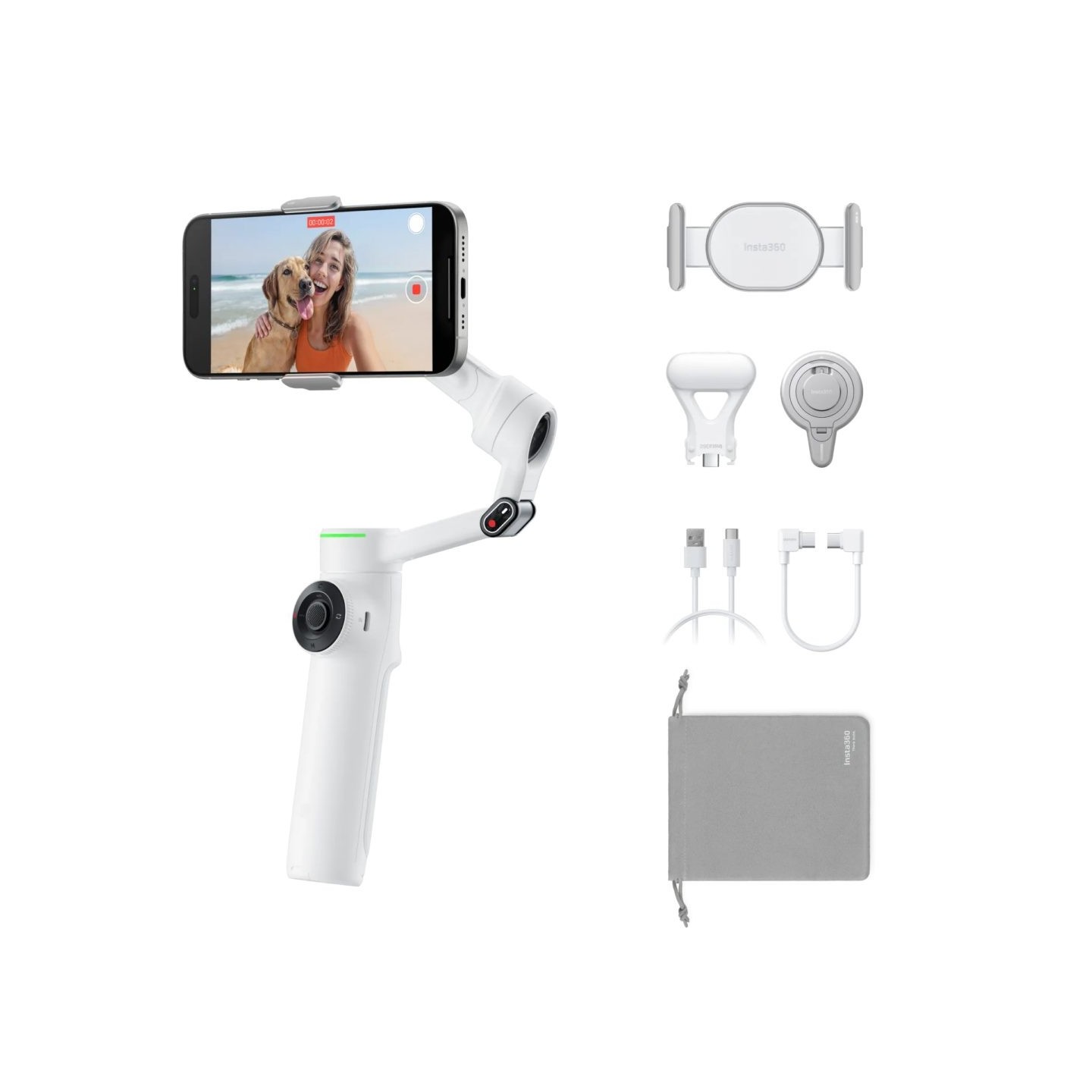 Insta360 Creator Bundle (White) Gimbal Stabilizer for Smartphone - Flow 2 Pro - AI-Powered — Buy in Cyprus with Fast Delivery