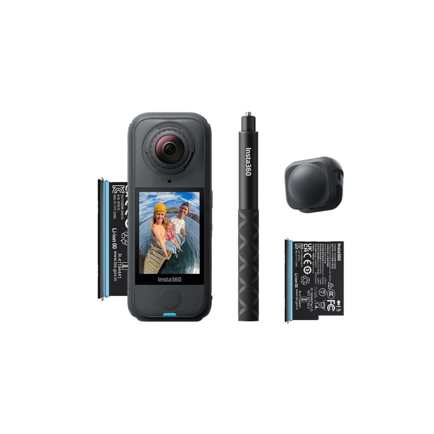 Insta360 Starter Bundle - X4 Air - Lightweight 8K 360 AI ActionCam Selfie stick, 2x battery, lens cap