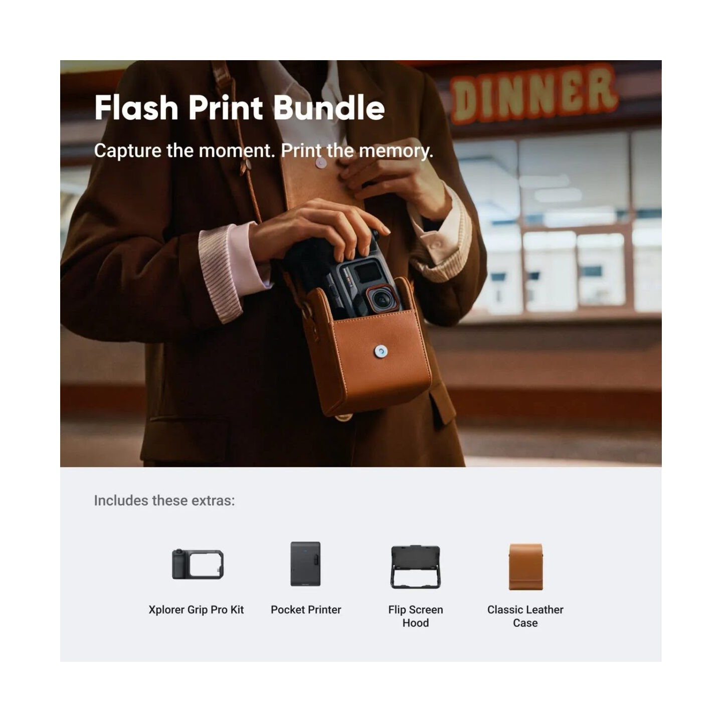 Insta360 Flash Print Bundle Action Camera - Ace Pro 2 - With pocket printer, prints instantly