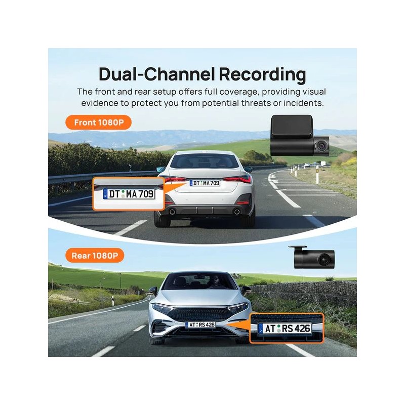 Buy 70mai Front & Rear Dash Cam w. Screen, Set with RC11 Rearview Camera - A200-... in Cyprus, Nicosia, Limassol, Larnaka, Pafos