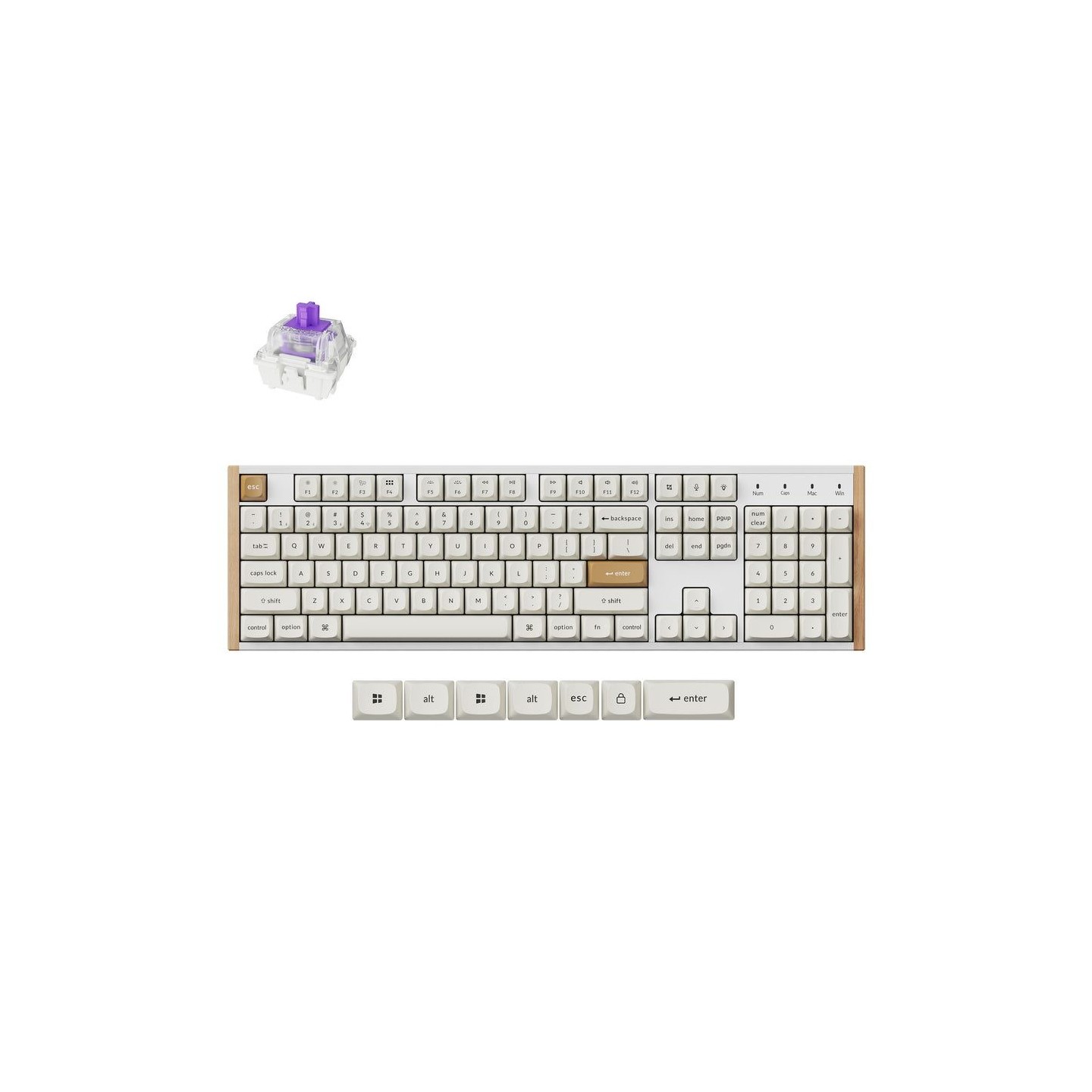 Keychron K10 HE (K10H-Q1) Special Wood Edition White Wireless Magnetic Hall Effect RGB 100% US (Boxed)