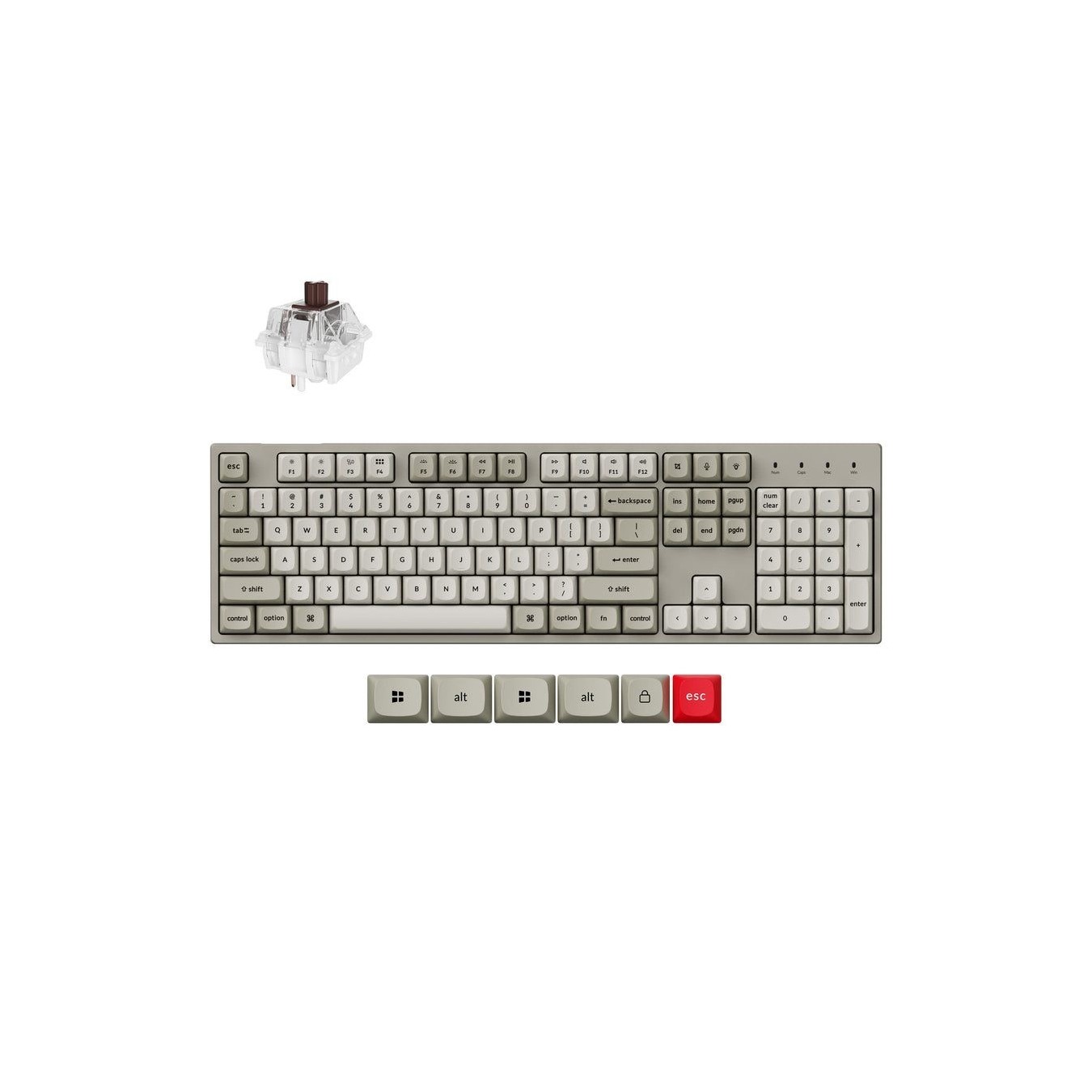 Keychron C2 Pro - C2PX-M3 - QMK VIA Mechanical Brown Switch - 8K Polling Rate Hot Swap. 100% US Retro