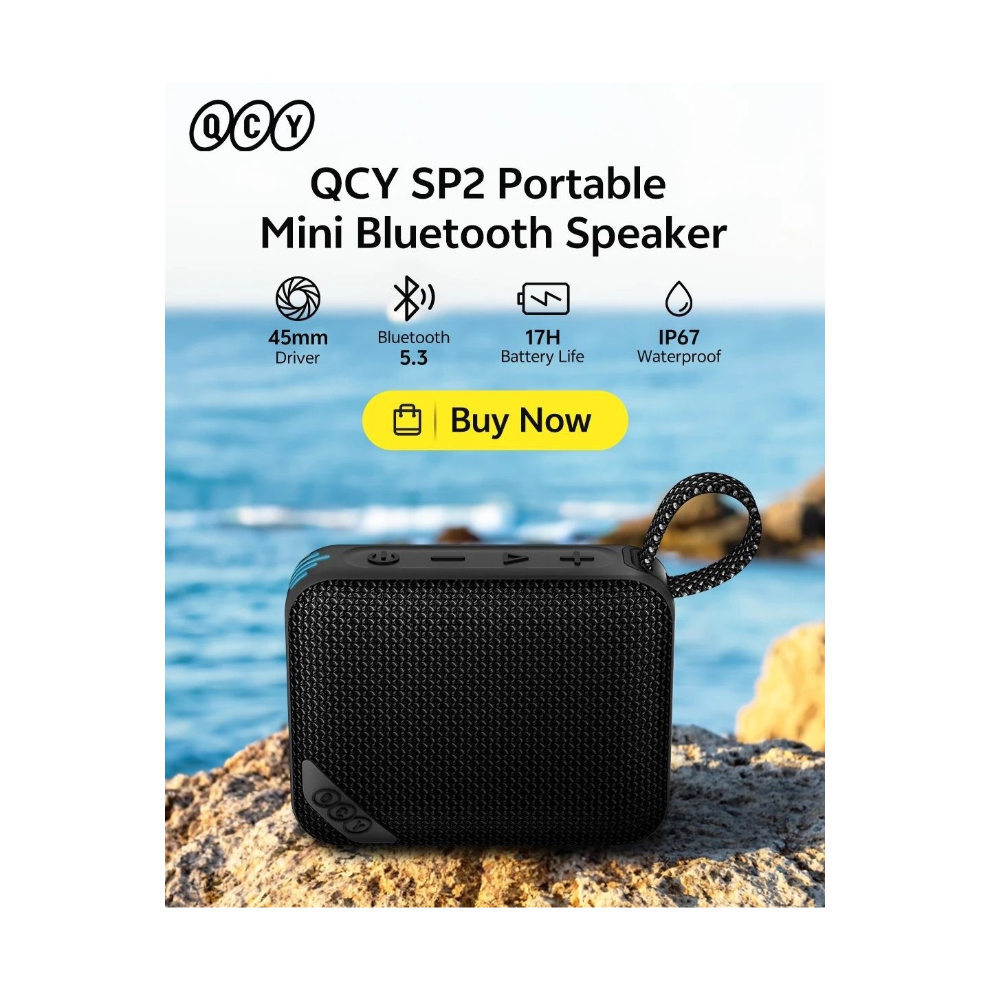 QCY Grey - SP2 - Pocket Size IP67 RGB BT Speaker Deep Punch Bass TWS Stereo Subwoofer 17h — Buy in Cyprus with Fast Delivery