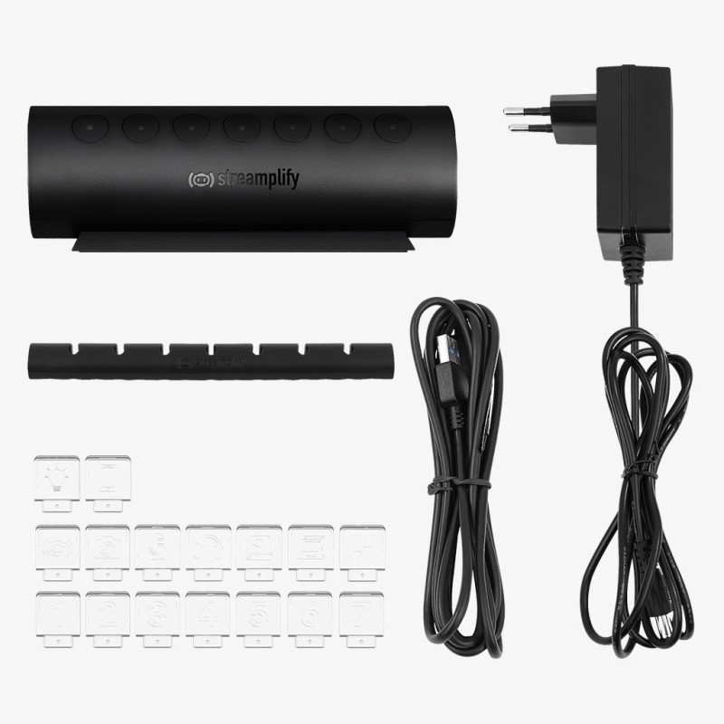 Buy Streamplify HUB - CTRL 7 - 7x USB 3.0 Type A, RGB, 12V, EU Power Cable - Black in Cyprus, Nicosia, Limassol, Larnaka, Pafos