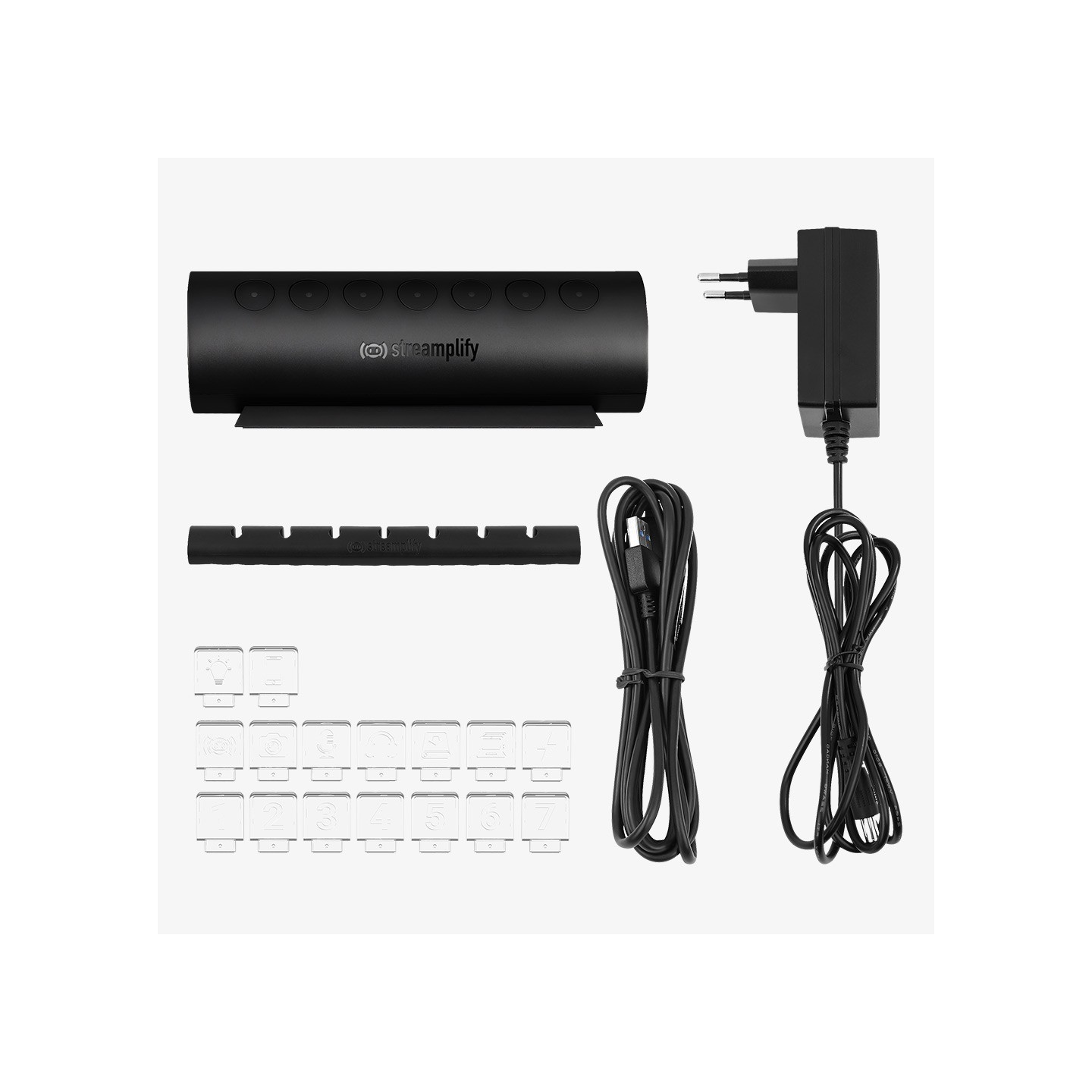 Streamplify HUB - CTRL 7 - 7x USB 3.0 Type A, RGB, 12V, EU Power Cable - Black — Buy in Cyprus with Fast Delivery