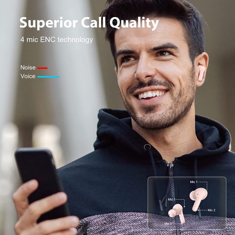 Buy QCY Earbuds - T13 - TWS Pink Dual Driver 4-mic Noise Cancel True Wireless Ea... in Cyprus, Nicosia, Limassol, Larnaka, Pafos