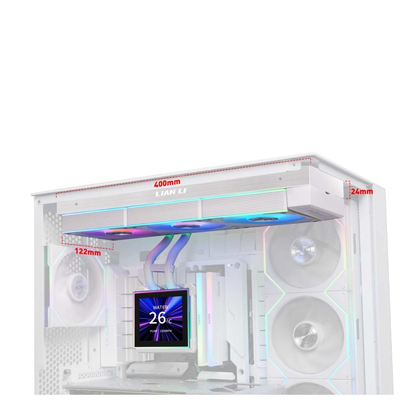 Lian Li Hydroshift II White - LCD-S 360CL - RGB AIO CPU Cooler - 3.4' Screen - 1851 1700, AM5 AM4