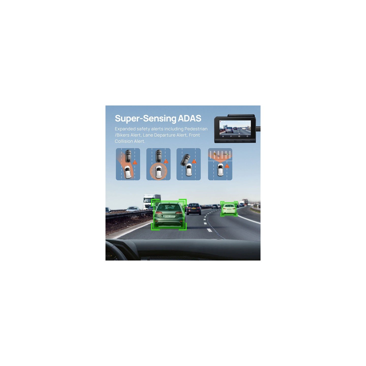 70mai Front & Rear Dash Cam 4K - A810-2 - with Screen Set, RC12 Rearview Cam, 2160p 60FPS 150FOV GPS