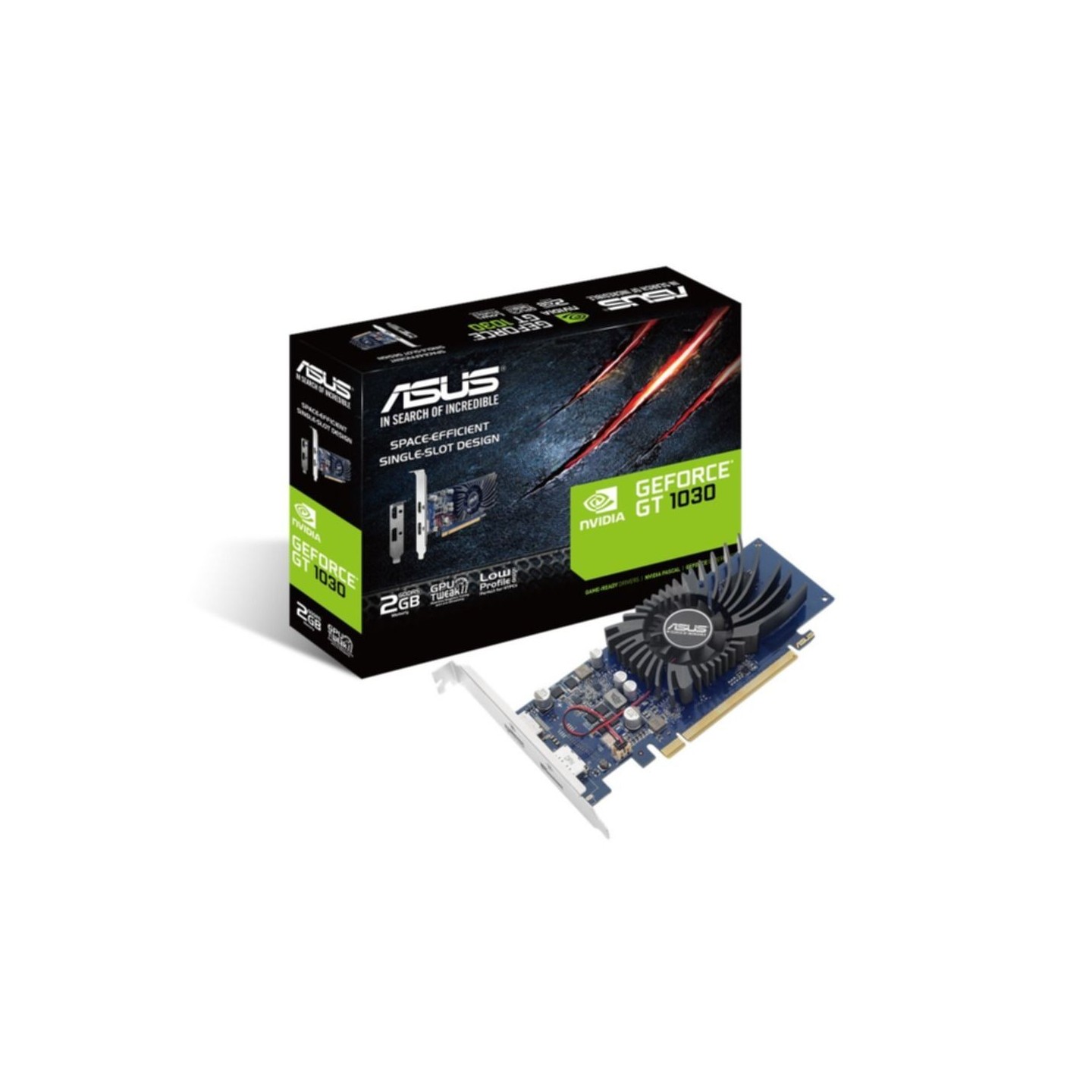 ASUS GeForce GT 1030 BRK - 2GB GDDR5, 1506 MHz Boost, Black/Blue, PCIe 3.0 (Boxed) — Buy in Cyprus with Fast Delivery
