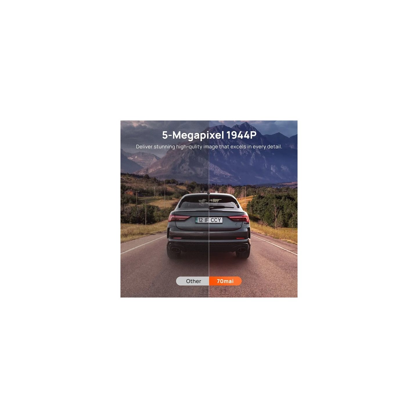 70mai Dash Cam - A510-1 - Front & Rear Dash Cam with Screen RC11 Rearview Cam - 1600p, 3k pic, Loop rec